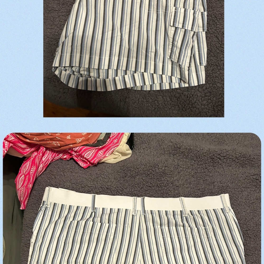 Lee Blue and White Striped Cargo Shorts